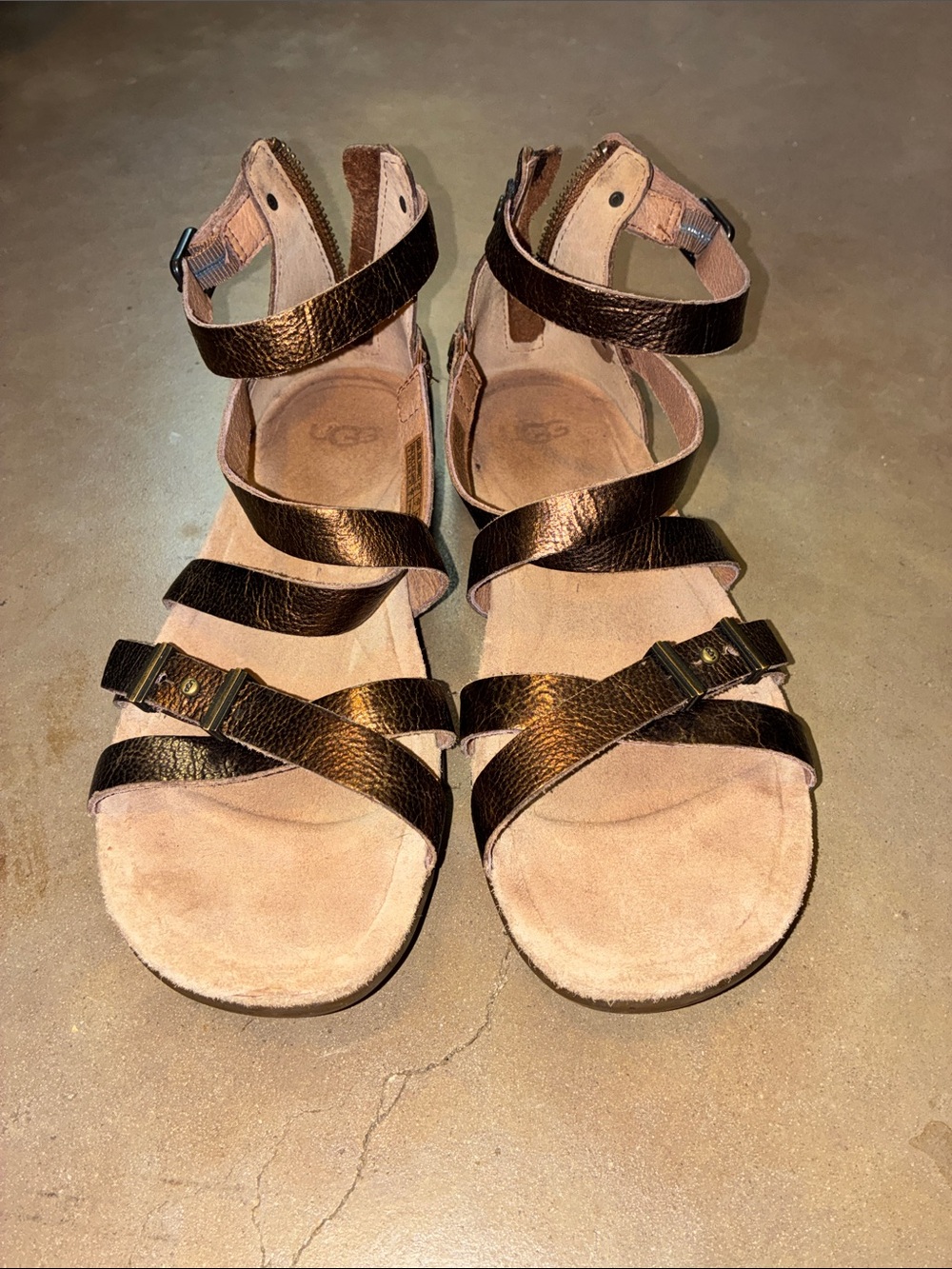 UGG Women's Metallic Bronze Strappy Sandals